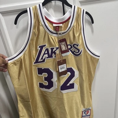 Mitchell And Ness LA Lakers Magic Johnson 75th Anniversary Gold Swingman 1984 XL - Image 1 of 4