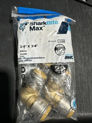 sharkbite max 3/4” x 3/4” elbow   4 pack New - Image 1 of 4