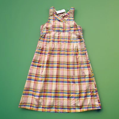 NUEVO CON ETIQUETAS 12/13Y ROSA POLLO Vestido de Sol Madrás a Cuadros 100% Algodón Diseñador Tradicional Foto 1 de 4