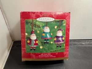 2001 Hallmark Jolly Santa Bells Christmas Holiday 3pc. Ornament Set-NRFB - Picture 1 of 2