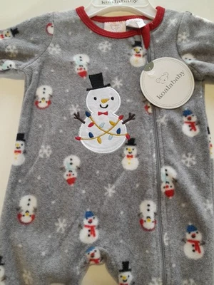 Koala Baby 0/3M Holiday Sleeper Snowman Print Footed Pajamas Unisex - Image 1 of 4