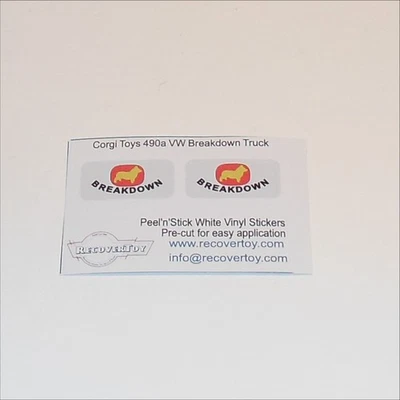 Corgi Toys  490a Volkswagen VW Breakdown Recovery Tow Truck Stickers - Image 1 of 4