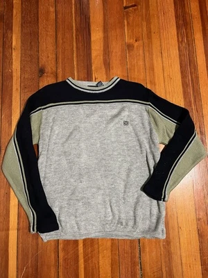 Vintage Men’s Givenchy Activewear Knit Sweater Size Medium Grey/Navy Blue/Cream - Image 1 of 4