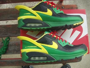 NIKE Air Max 90 Flyease Oregon Ducks U28.5Cm 2-Use Reggae Rasta Rastafarian Jama - Picture 1 of 10