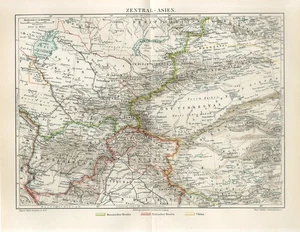 1897 CENTRAL ASIA RUSSIA ALTAI TURKESTAN BUKHARA AFGHANISTAN TIBET KASHMIR Map - Picture 1 of 1