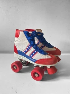 Patines Infantiles Vintage Rojo Blanco y Azul Años 70/80 Coleccionistas Talla 8.5 - Imagen 1 de 13