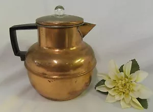 Vintage Rare Copper Coffee Pot With Original Glass Knob 0041010 - Picture 1 of 9