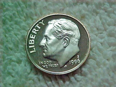 1996  S   PROOF  ROOSEVELT  DIME FROM  PROOF SET - Image 1 of 2