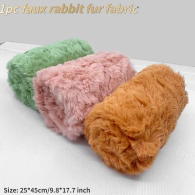 1pc Faux Rabbit Fur Fabric Fluffy Doll Curly Hair Material DIY Sewing 25 45CM - Image 1 of 4