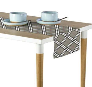Grau & schwarz karierte Tischläufer - 12"x72" oder 14"x108" - Bild 1 von 3