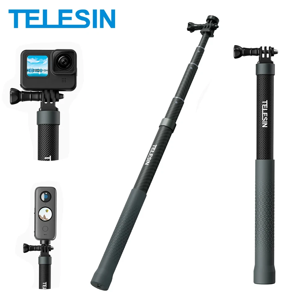 3M 1.2M Carbon Fiber Selfie Stick Monopod For GoPro 13 /Insta360/DJI Osmo Action - Image 1 of 4