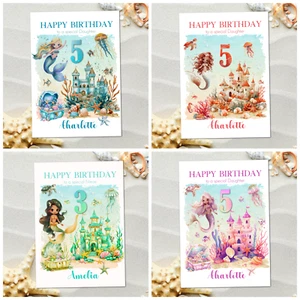 Tarjeta de cumpleaños personalizada Sparkly Glitter Mermaid - Cualquier edad, elige el tamaño - Imagen 1 de 22