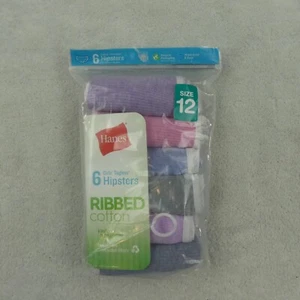 Hanes Underwear Girls 12 Hipsters Solid Ribbed Cotton Blend 6 Pack Panties - Picture 1 of 10