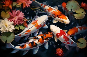 Home Art Wall Decor Feng Shui Fish Koi Oil Painting Picture Printed on Canvas 25 - Picture 1 of 8