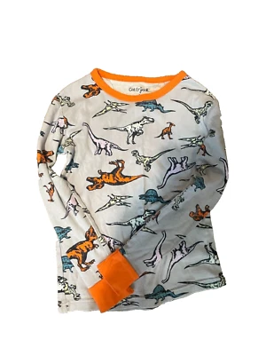 Boys' 2pc Dino Tight Fit Pajama Set - Cat & Jack Gray & Orange Size 8 - Image 1 of 3