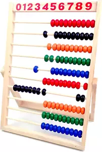 Wooden Counting Abacus for Kids 10 Rows 11.5" Math Learning Toy - Picture 1 of 8
