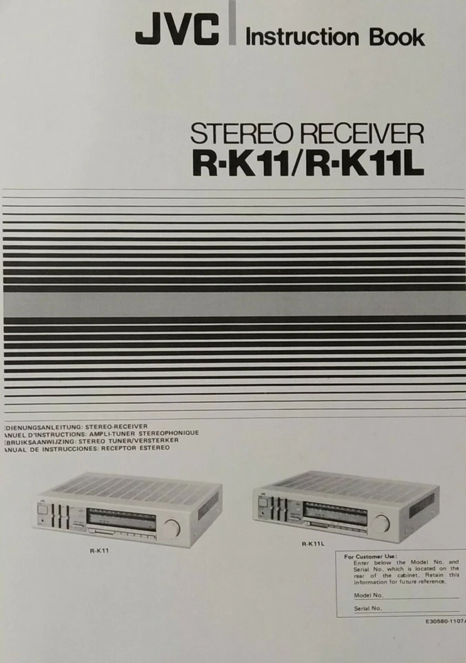JVC R-K11 / R-K11L - Stereo Receiver - Operating Instructions - USER MANUAL - Image 1 of 1