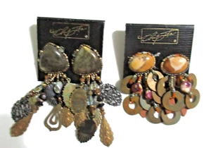 Chipita Earrings Semi Precious Stones NOS 2 Pr - Picture 1 of 2