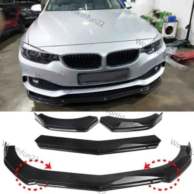 For BMW 4 Series F32 F33 F36 Glossy Black Front Bumper Lip Splitter Spoiler Kit Foto 1 de 4
