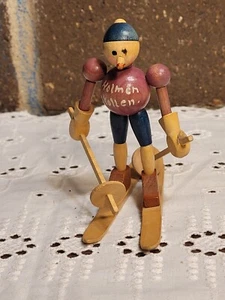 Vintage Skifahrer Pinocchio aus Holz - Bild 1 von 5