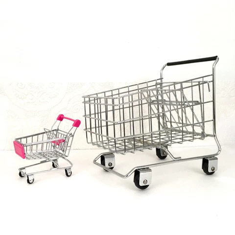metal miniature shopping carts basket with working wheels store shop decor Cover
