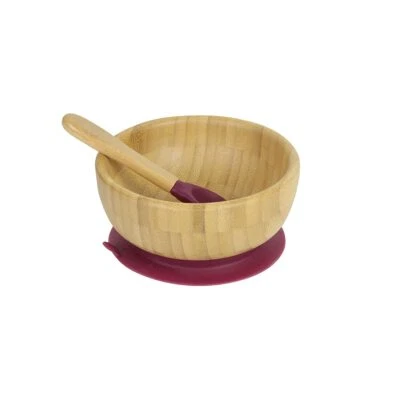 Bambusschalen-Set rund I Saugnapf-Schüssel mit Löffel - FSC-zertifiziert I to... - Bild 1 von 4