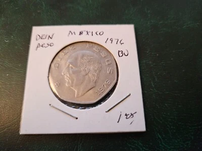 Moneda de 10 pesos de México 1976 en funda de moneda marcada BU Foto 1 de 3