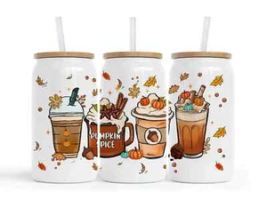 Lata de vidrio blanco Pumpkin Spice 16 OZ, regalo personalizado - Imagen 1 de 2