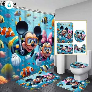 Disney Cartoon Shower Curtain Set, Disney Cartoon Toilet Seat Cover Set - Picture 1 of 1