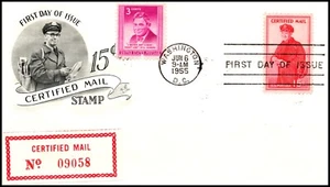 Scott FA1 15 Cents Certified Mail Artcraft FDC - Erased Address - Picture 1 of 2