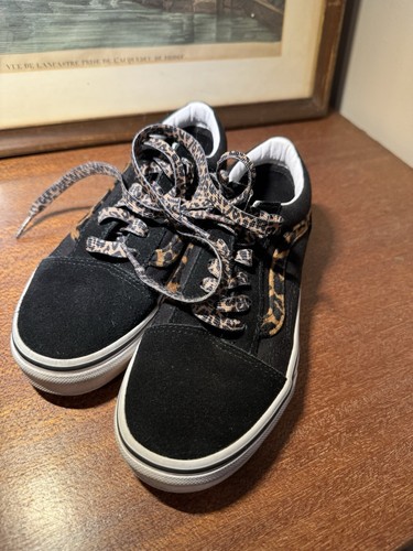 SCARPE SK8BOARD VANS OFF THE WALL BAMBINI TAGLIA 4 EU35 PELLICCIA DI LEOPARDO NERA VECCHIA SCUOLA!