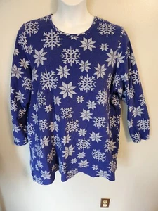 Suéter Pullover Woman Within Azul Copo de Nieve Invierno Polar Talla 26/28 2X - Imagen 1 de 3