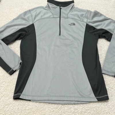 Chaqueta pulóver gris con cremallera 1/4 The North Face para hombre talla grande Foto 1 de 4