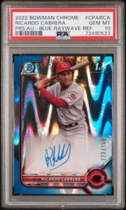 2022 Bowman Cromo Ricardo Cabrera Blu HTA Scelta Rifrattore Auto PSA 10 POP 12 - Foto 1 di 2