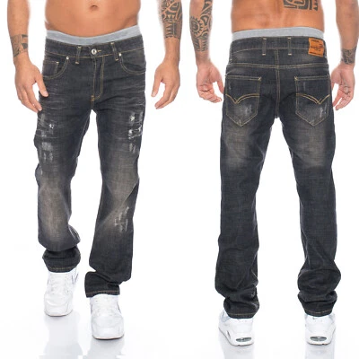 Designer rock creek herren jeans hose schwarz vintage style herrenjeans LL-301 - Bild 1 von 4