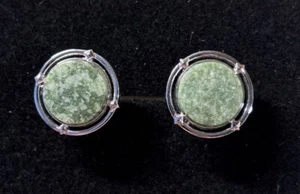 Vintage Mid Century Dante Shields Jade Silver Plated Cuff Links - Picture 1 of 9