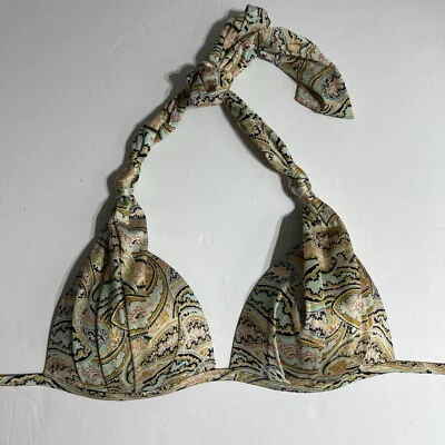 Top de natación Athelta Top de bikini acolchado cuello corbata talla pequeña estampado cachemir RN54023 Foto 1 de 4