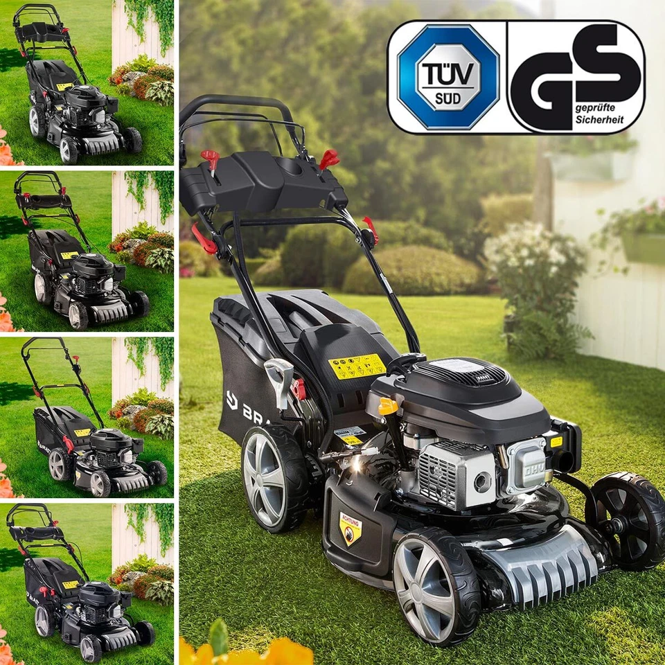 BRAST tondeuse thermique 46cm 4,7cv 170cc sac 60l 4 tps traction arriére 5 types