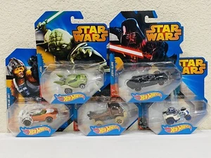 Hot Wheels STAR WARS set of 5 Darth Vader Yoda R2-D2 Chewbacca Luke Skywalker - Picture 1 of 5