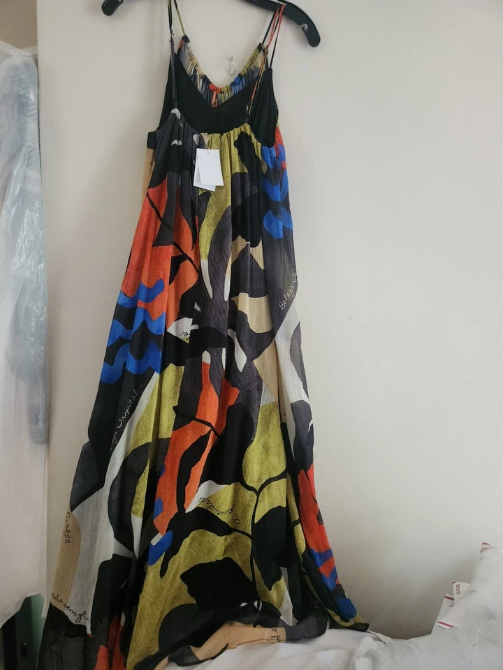 H&M Voluminous maxi dress Summer 2024 Collection (orange/Patterned) Size XXL