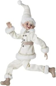 White Posable Elf Figurine Holiday Display One Piece 18 Inch New 