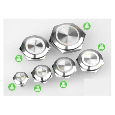 19mm Stainless steel short touch push button, momentary tact switch with Led 2A - Image 1 of 4