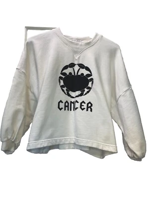 Rebecca Minkoff White Oversized Fancy Sweatshirt Black Cancer Astrology Graphic - Image 1 of 4