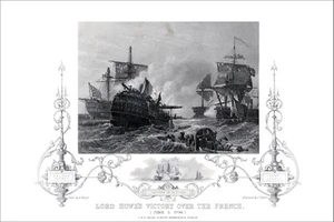 Admiral RICHARD EARL HOWE 1853 engraving Glorious June 1st VICTORY over FRENCH - Picture 1 of 8
