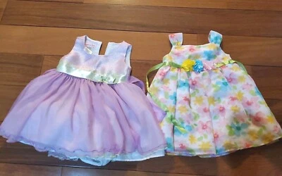 Two 18 Mo Jessica Ann & Koala Kids Dresses Shimmer Flowers Floral Spring Wedding - Image 1 of 4