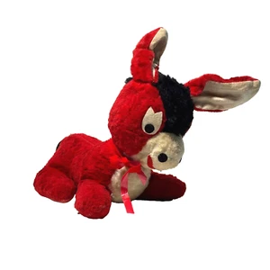 Vintage Stuffed Red Donkey Old Carnival Prize VTG Quirky Retro Toy Plush Floppy - Picture 1 of 11