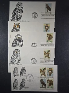 1978 US AMERICAN OWLS FDC Scott# 1760-1763, 1763A, HARRIS Set of 5 - stk#KR11 - Picture 1 of 6