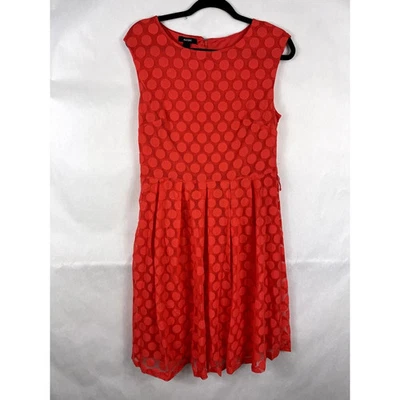 Vestido Alfani Lunares Encaje Sin Mangas Midi Naranja Talla Mediana Transparente Coqueta Foto 1 de 4