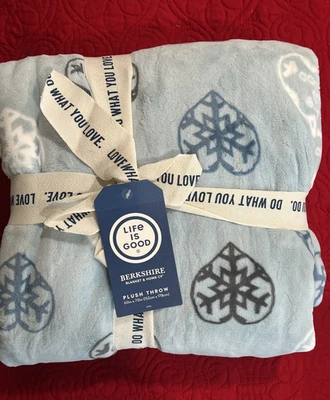 Life is Good Berkshire Manta de Peluche Copo de Nieve Corazón 60x70 Azul NUEVO SELLADO Foto 1 de 4