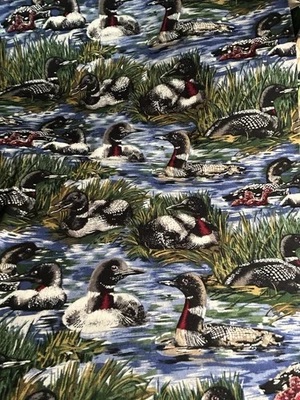 Robert Kaufman Duck Fabric Quilt Cotton Almost 1 Y Blue Green Brown F62 - Image 1 of 4